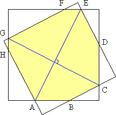 Intersecting squares, as described above, with diagonals AE and CG.