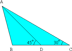 Triangle ABC, with median AD, and angles as described below.